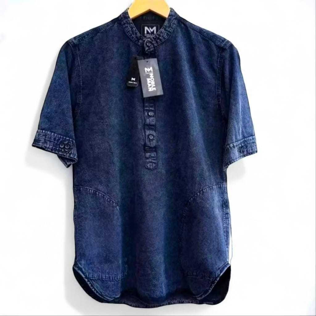 BAJU KOKO JEANS KURTA JUMBO TEBAL ADEM DAN STYLISH// KOKO BAHAN JEANS PREMIUM