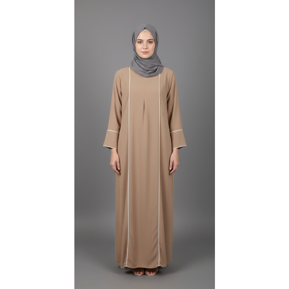 Abaya hameeda List putih variasi payet swarovsky yang membuat Anti UV abaya tampak elegan crinkle ai