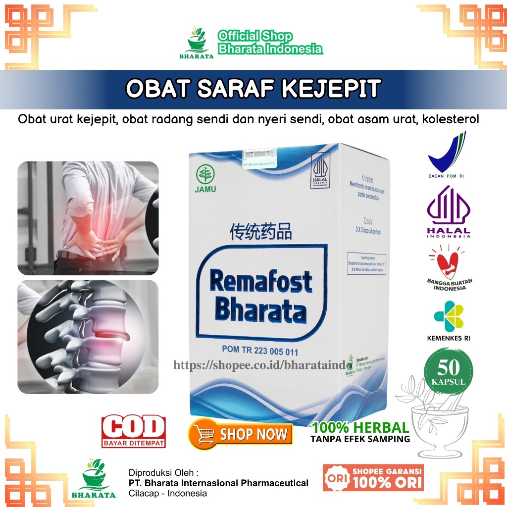 Obat Saraf Kejepit Pinggang Urat Terjepit REMAFOST BHARATA Original Obat Radang Sendi Asam Urat