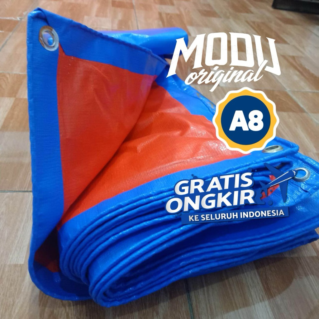 UKURAN TERLARIS  TERPAL PLASTIK KOREA A8 BIRU OREN UKURAN 6X8  Premium Berkualitas Tinggi Tebal Awet