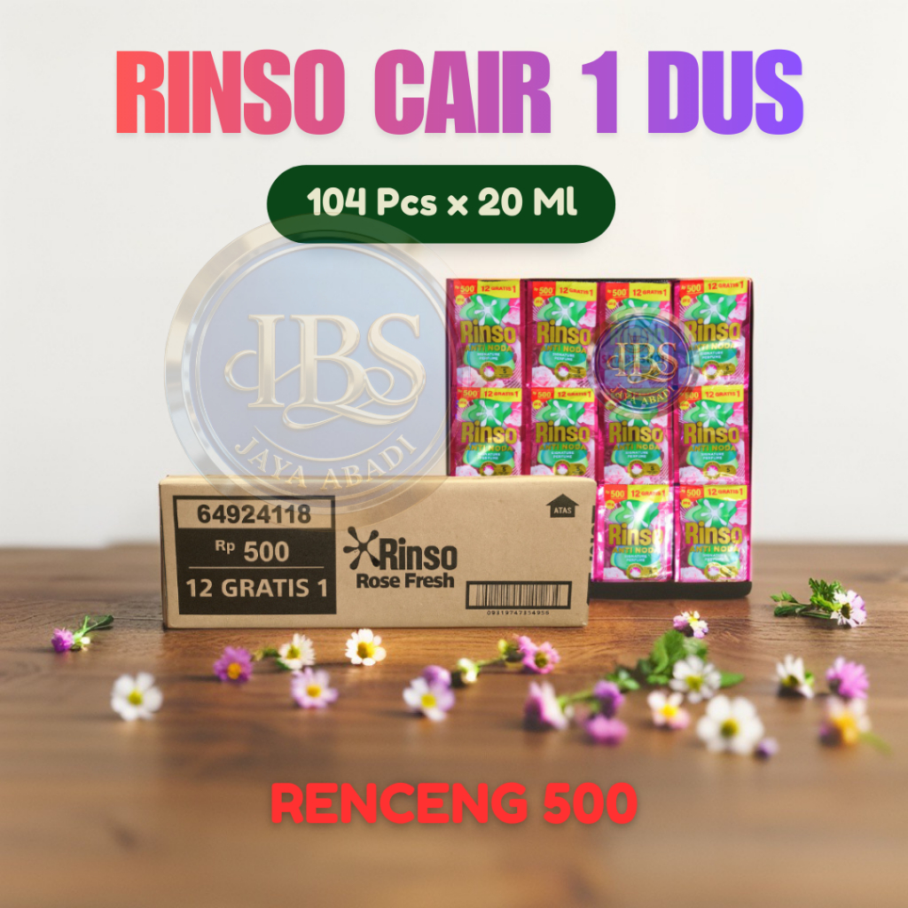RINSO CAIR 1 DUS / Rinso Renceng 1 Dus 20 ml isi 104 sachet Anti Noda