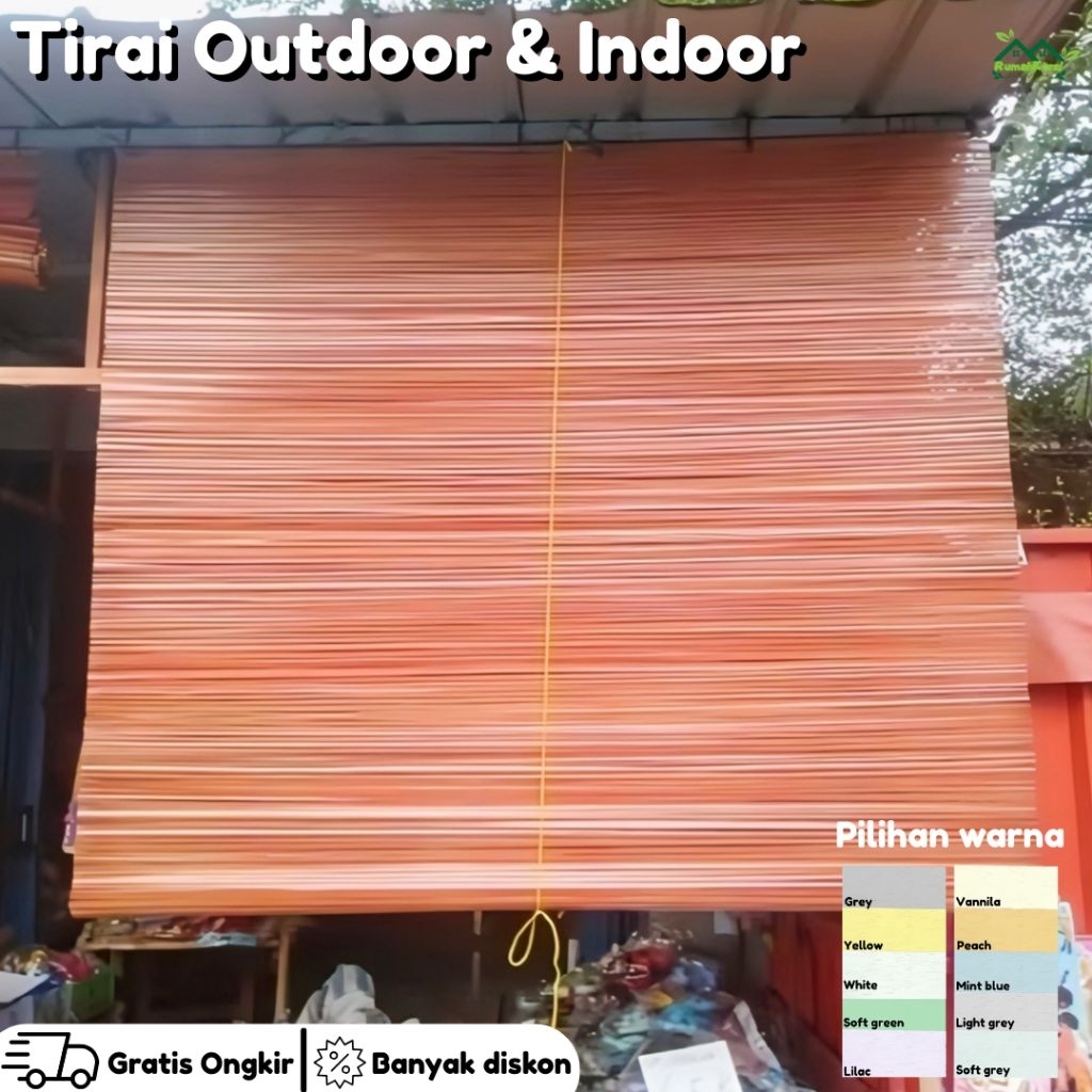 Tirai Gulung Sawit Bambu Pelindung Outdoor Minimalis & Tahan Lama