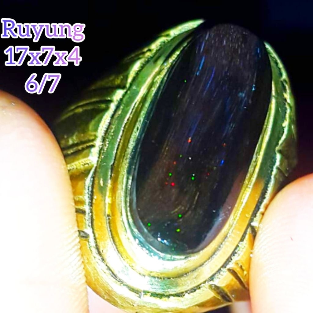 Cincin Batu Black Opal Sempur Ruyung Banten Jarong Natural Bahan Ranting