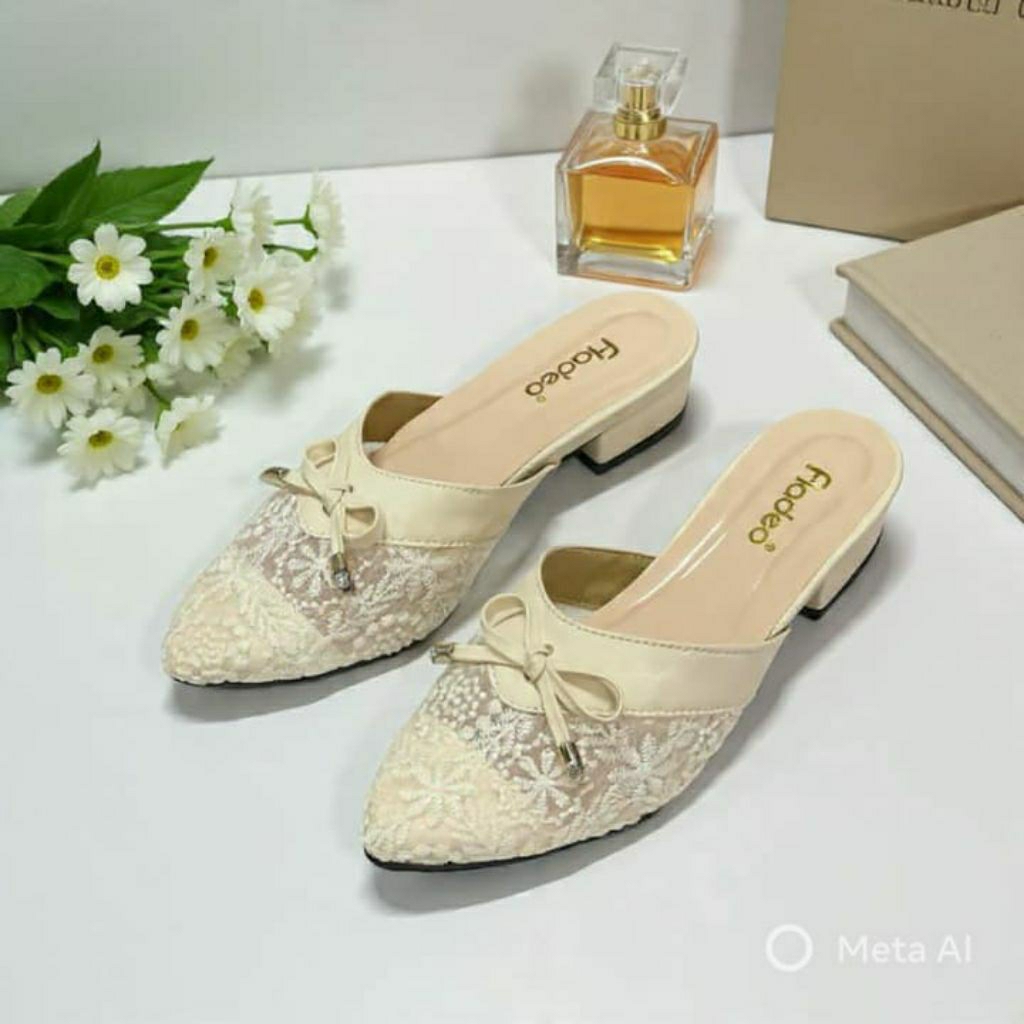 Sandal Slop Wanita / Slop cantik Premium Variasi Brukat / Kujon Shoes