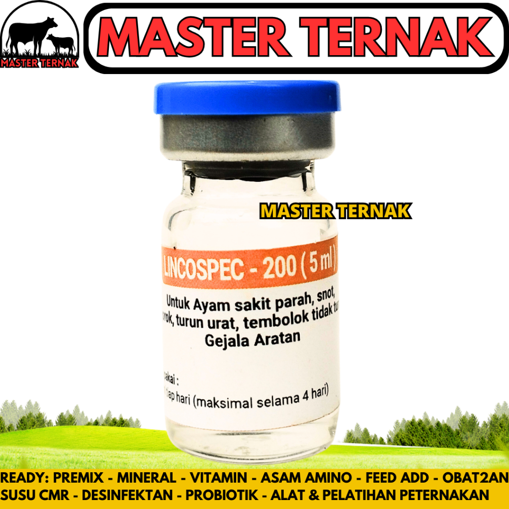 LINCOSPEC 5ML - Obat Ayam Infeksi CRD Snot Ngorok Korisa Berak Hijau Berak Putih