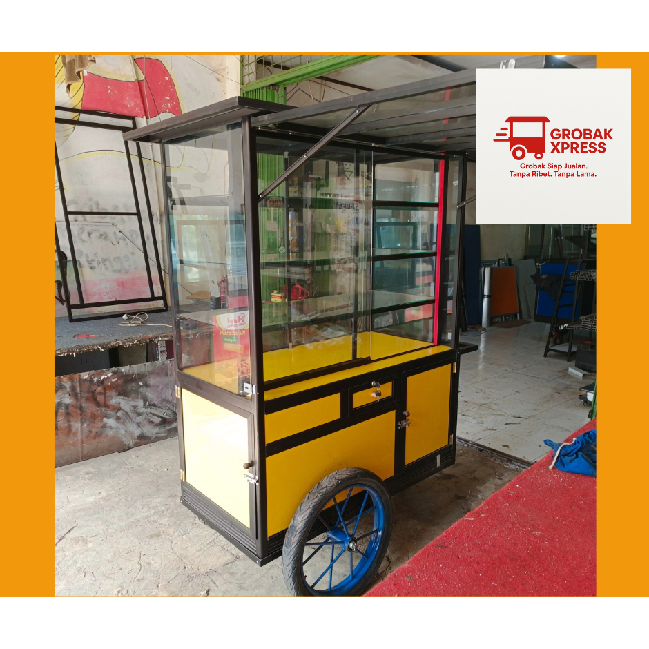 Grobak Xpress Gerobak Dorong Aluminium Anti Karat 120cm lauk pauk/kue