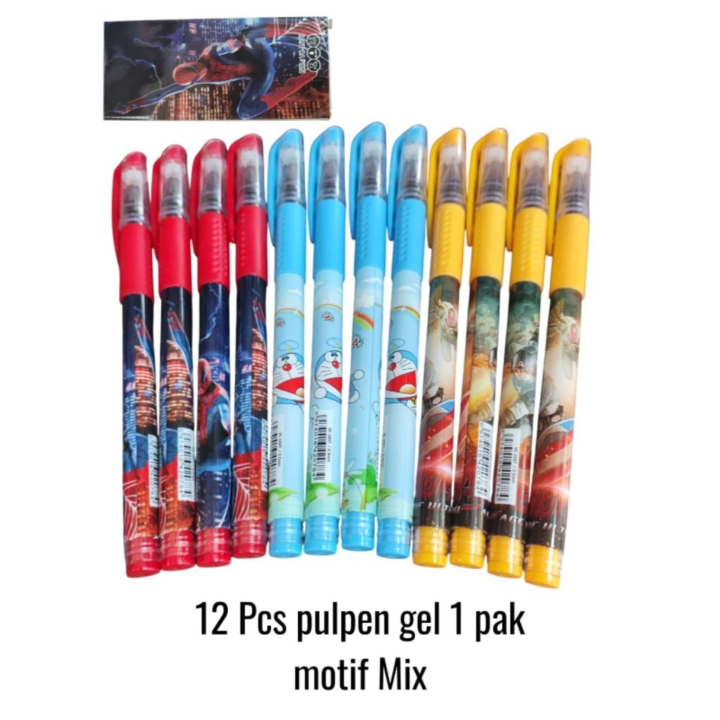 pulpen gel Karakter isi 12 pcs - pulpen gel harga grosir
