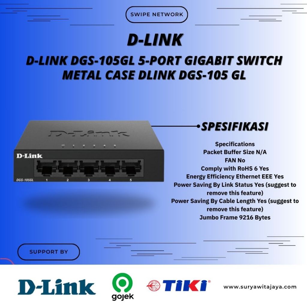 D-LINK DGS-105GL 5-port Gigabit Switch Metal Case Dlink DGS-105 GL