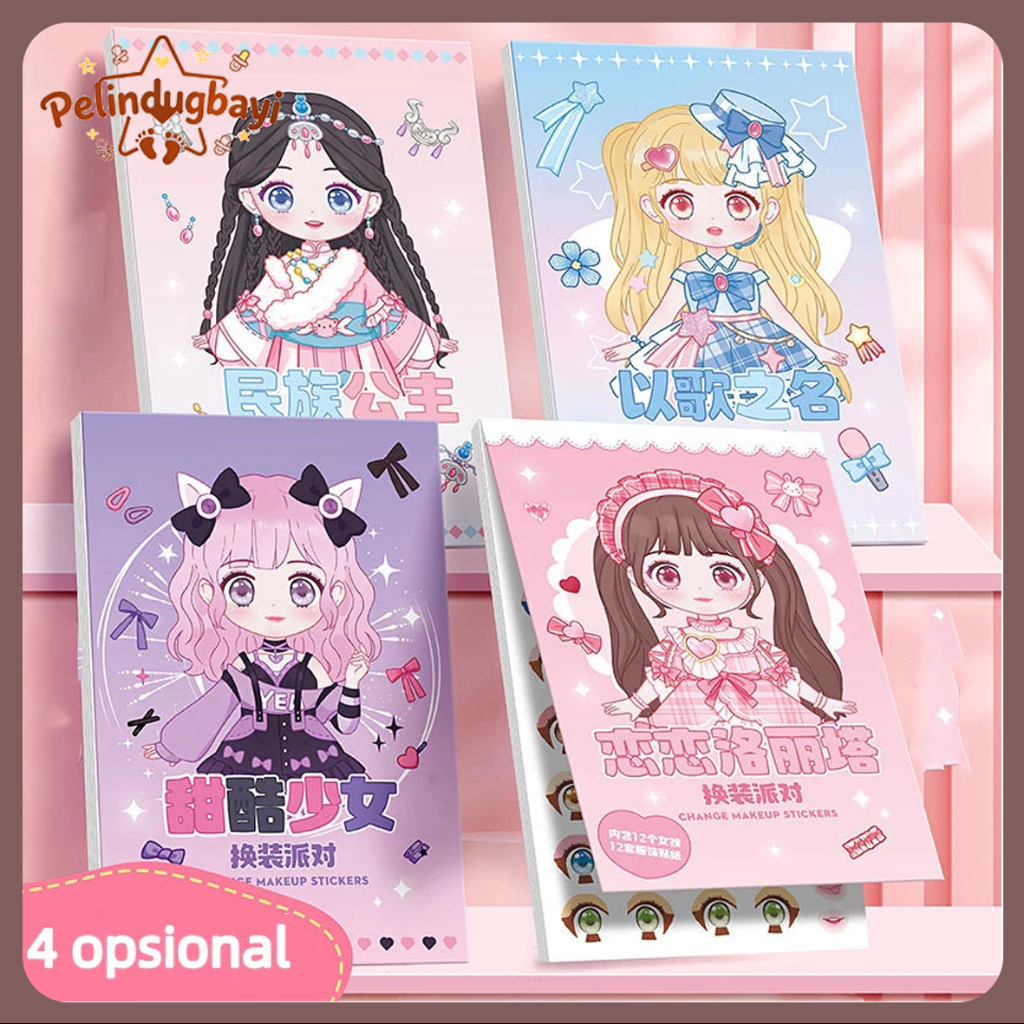Stiker Anak 20PCS DIY Stiker Ganti Muka Princess Style Buku Stiker Anak Jumbo Stiker Berganti Pakaia
