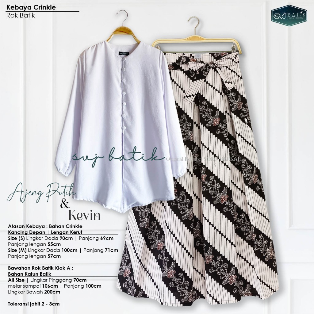 SETELAN BATIK TERBARU KEBAYA REMAJA WANITA ROK SET ATASAN MODERN PUTIH