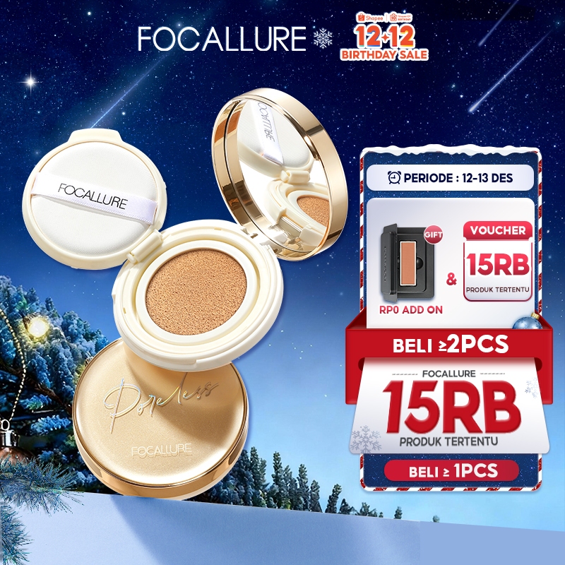 FOCALLURE Poreless BB Cushion Foundation Full Coverage #GoldenAge