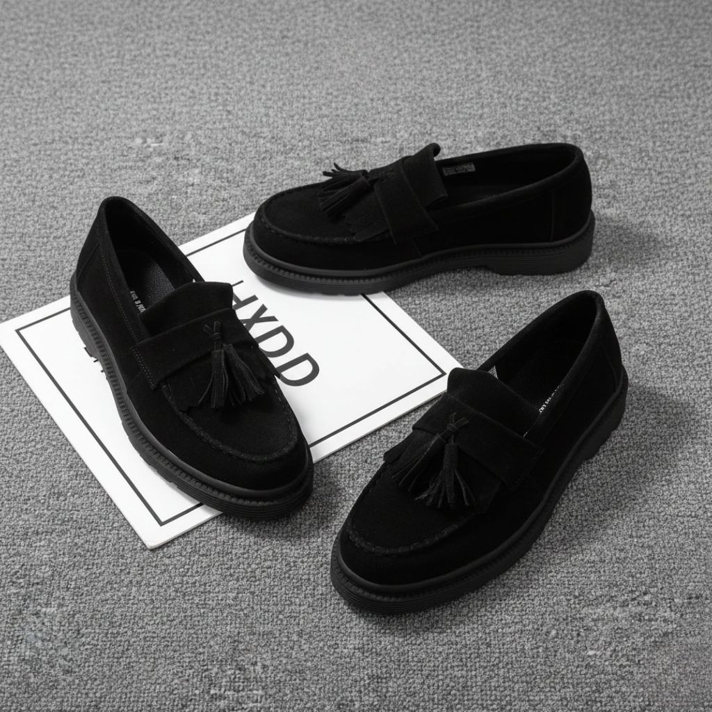Giant Flames - Sepatu Loafers Pria Hitam Suede Premium - Sepatu Formal Pria Wanita - ALT Suede