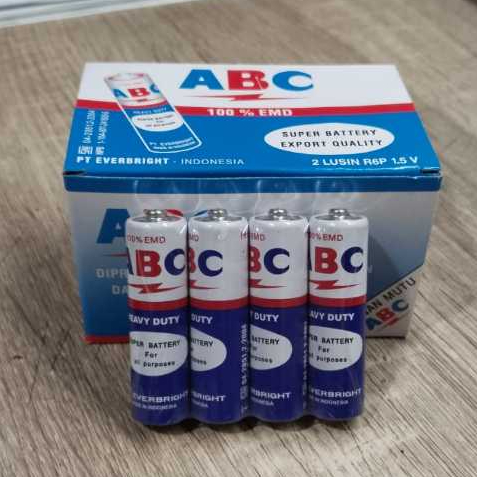 BATERAI ABC BIRU UKURAN AA 1,5 VOLT /BATERAI JAM DINDING/ BATREI JAM DINDING ABC BIRU