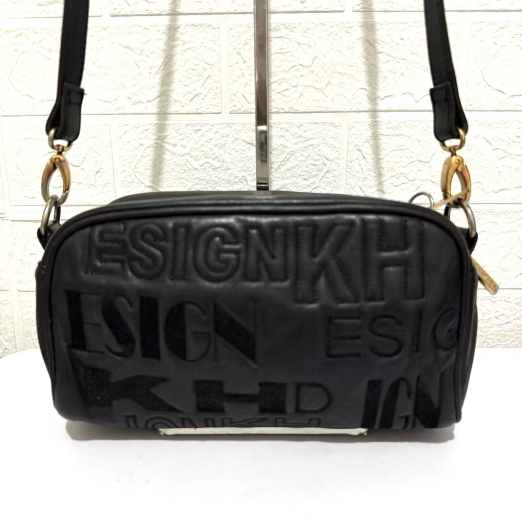 tas sling bag KH Design. tas selempang kulit asli hitam