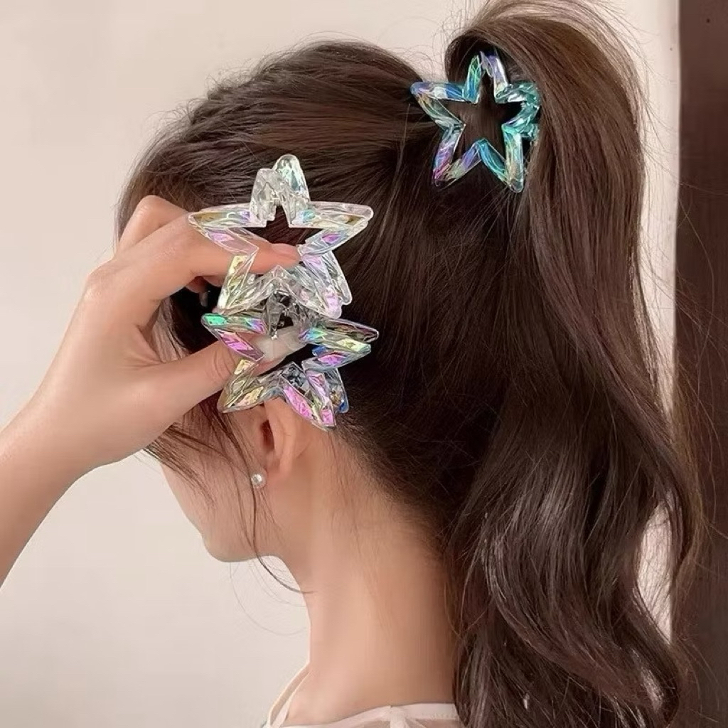 MDL JEPITAN RAMBUT KOREA 7CM MODEL BINTANG CRYSTAL SHINY GLOSSY / AKSESSORIS RAMBUT BINTANG STAR