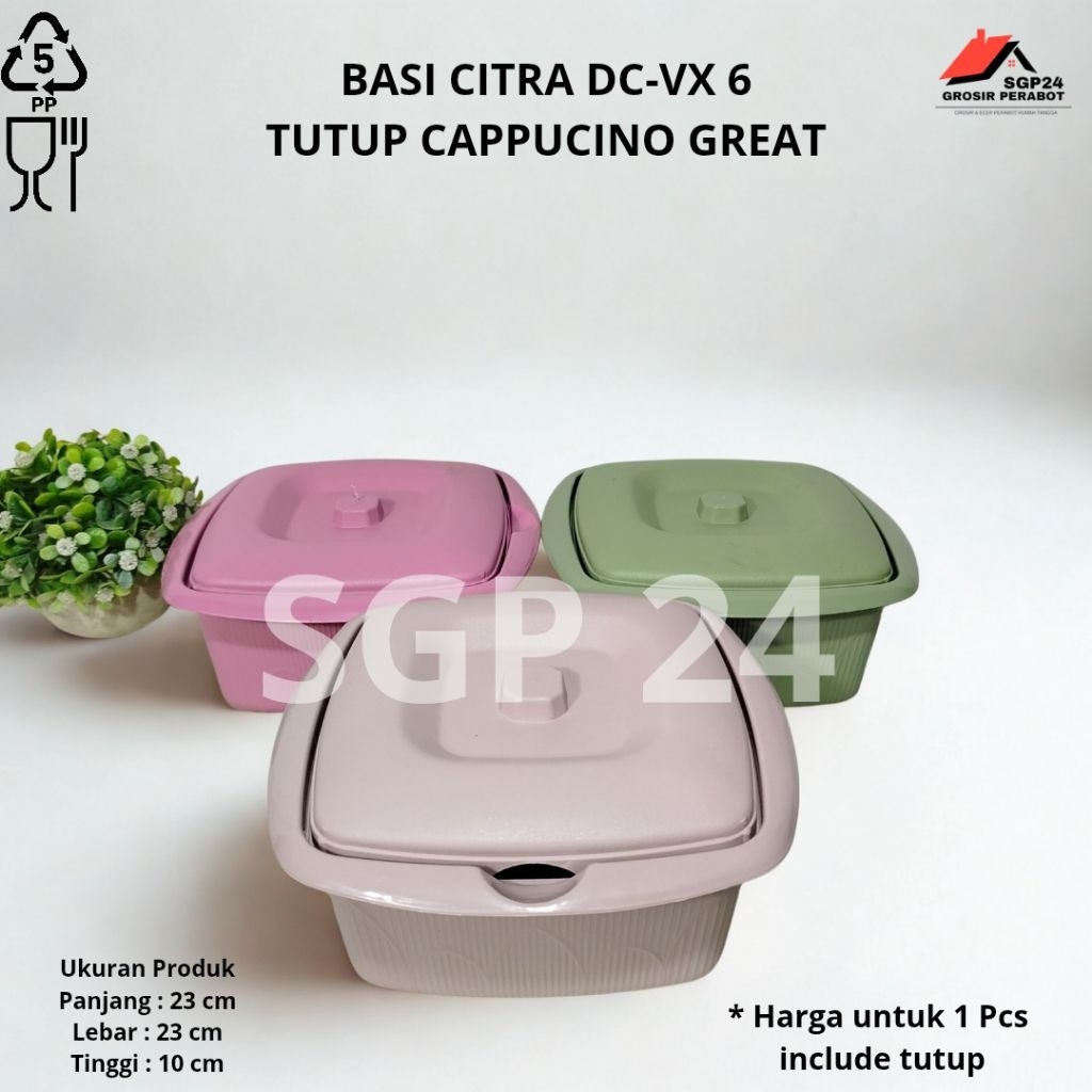 GREAT - BASI CITRA DC-VX 6 TUTUP CAPPUCINO WADAH SAJI SEGI BASKOM TUTUP TEMPAT LAUK PAUK BPAFREE