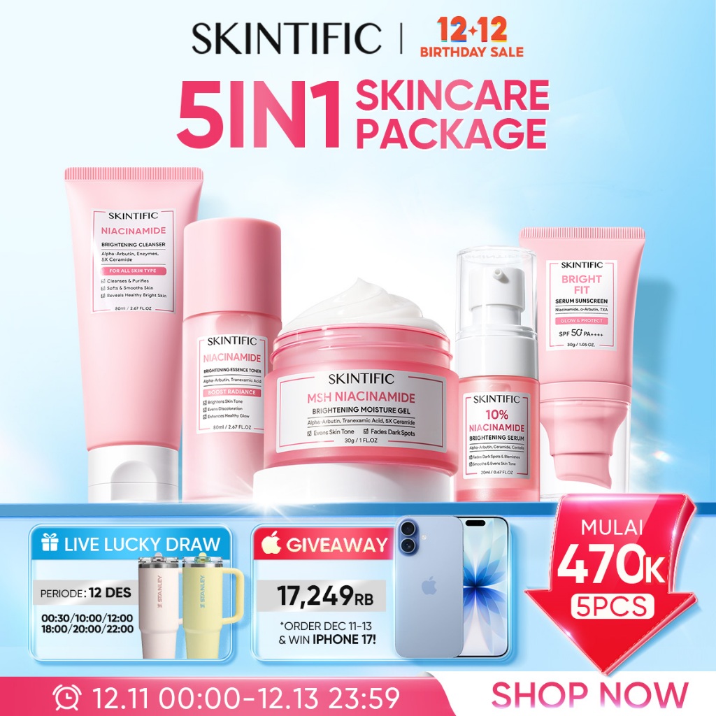 [5PCS] SKINTIFIC- 5IN1 Full Series Skincare Set | 5X ceramide Serum Moisturizer Gel Toner Sunscreen 