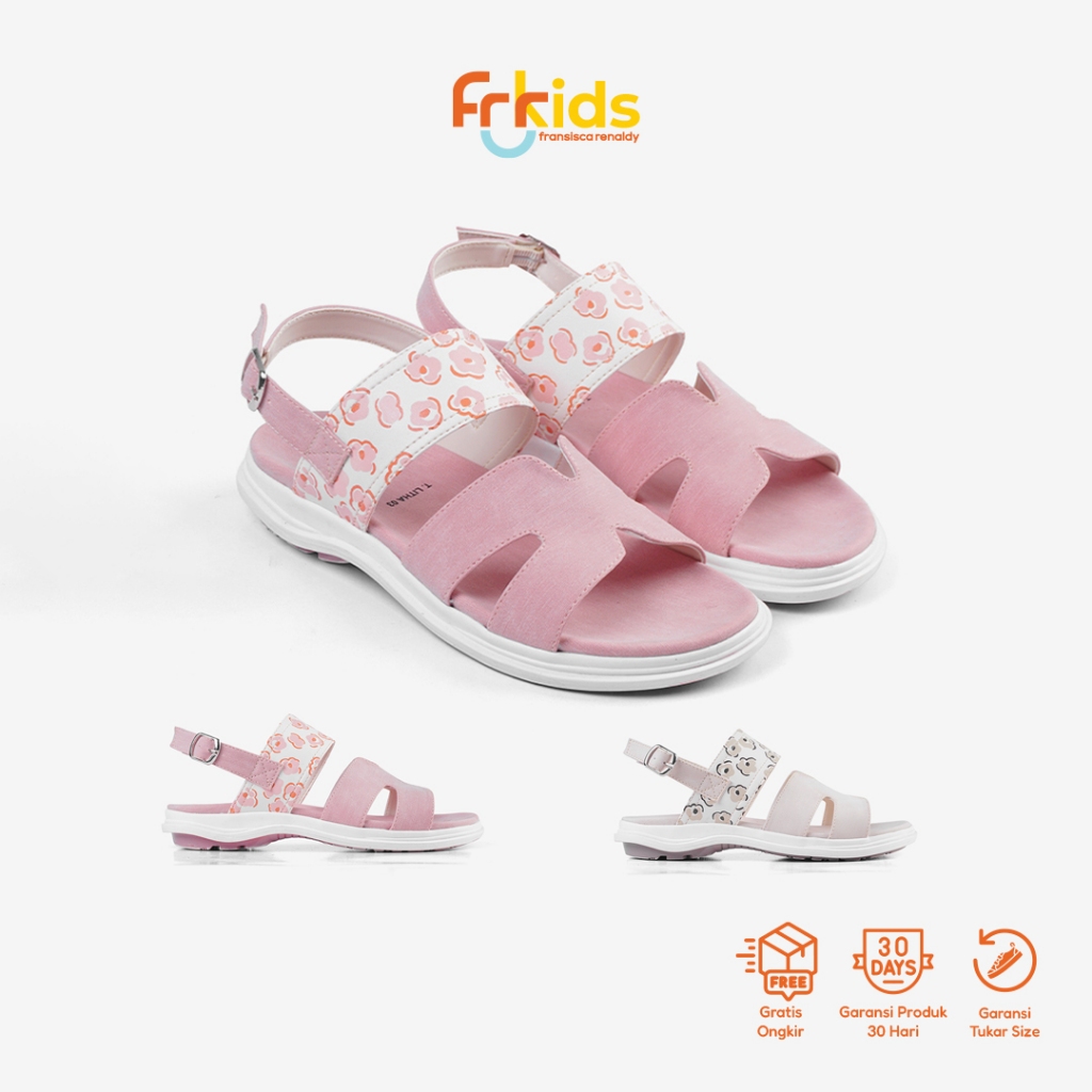 FR KIDS - Sepatu Sandal Anak Perempuan Motif Bunga dengan Tali Belakang T.Litha 03