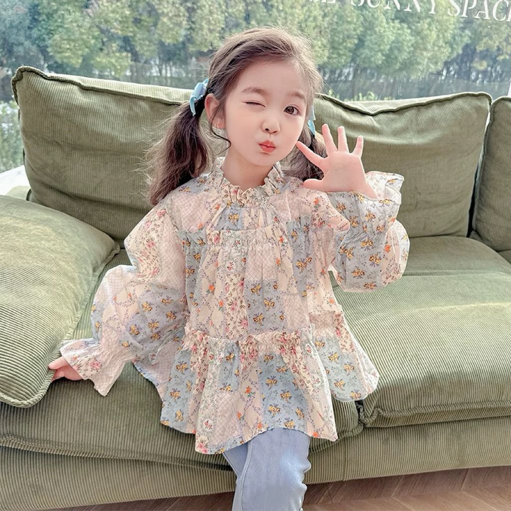 Setelan One set Anak Perempuan Tanggung Motif Bunga Kalun Lembut