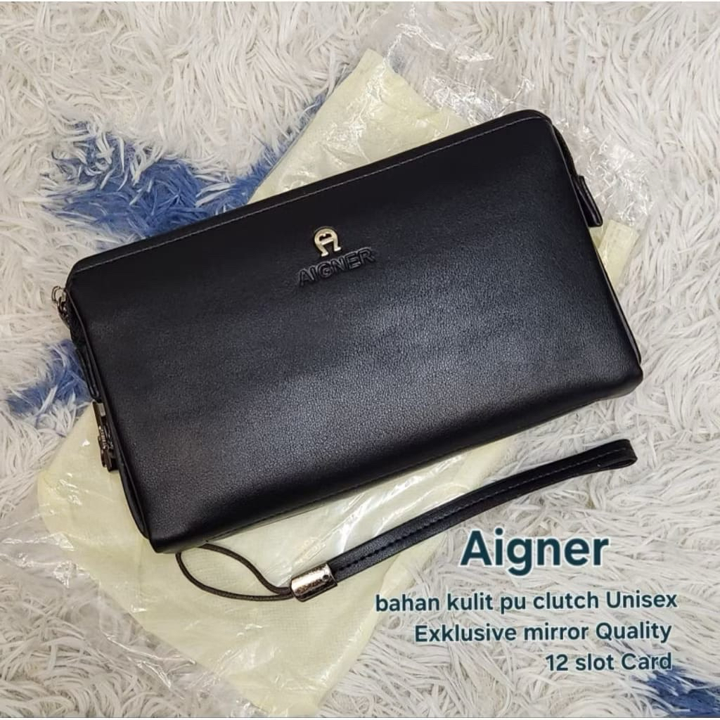 Handbag AIGNER Tas Tangan Kulit Pu Clutch Model Lock Import