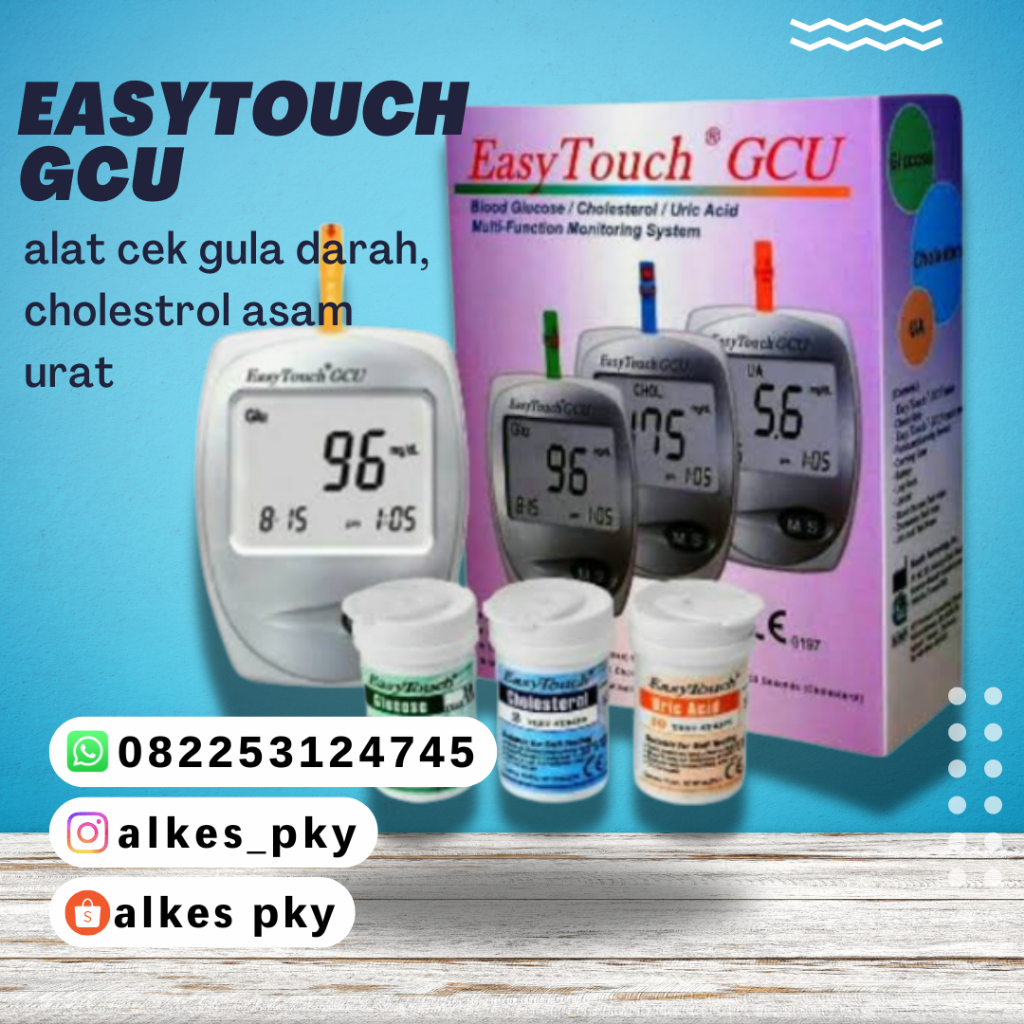 alat tes darah digital multifungsi 3-in-1 yang praktis untuk mengukur kadar Gula Darah (Glucose), Ko