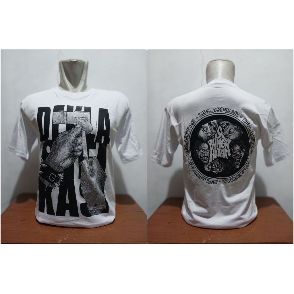 KAOS MUSIK BAND PUNK ROCK BUNGA HITAM WARNA PUTIH