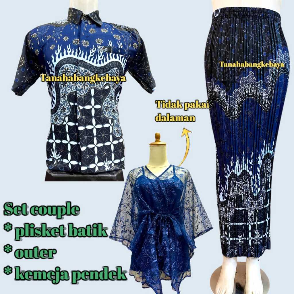 TANAH ABANG KEBAYA- KEMEJA BATIK Set Couple Rok Plisket Batik kondangan Terbaru/batik cople