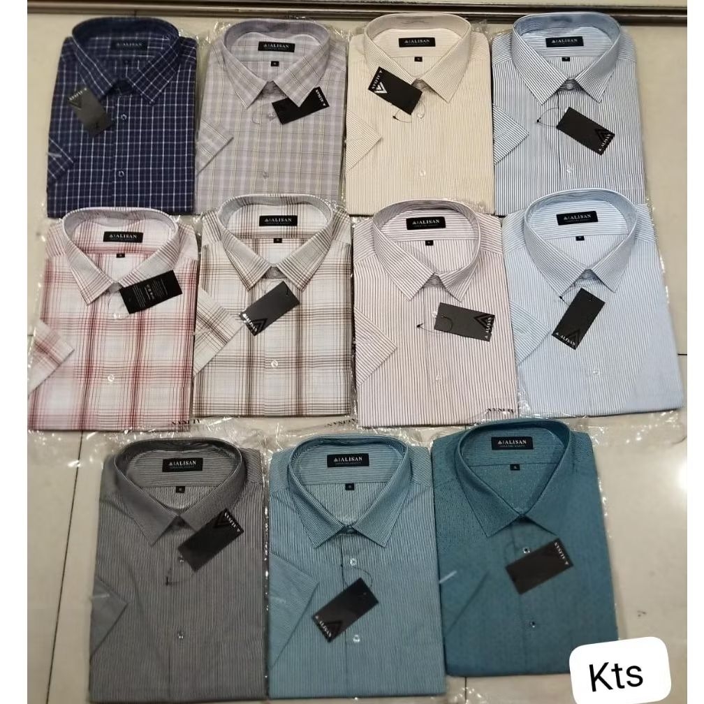 Jumbo 6XL (18.5) Alisan Kemeja Motif Lengan Pendek Reguler