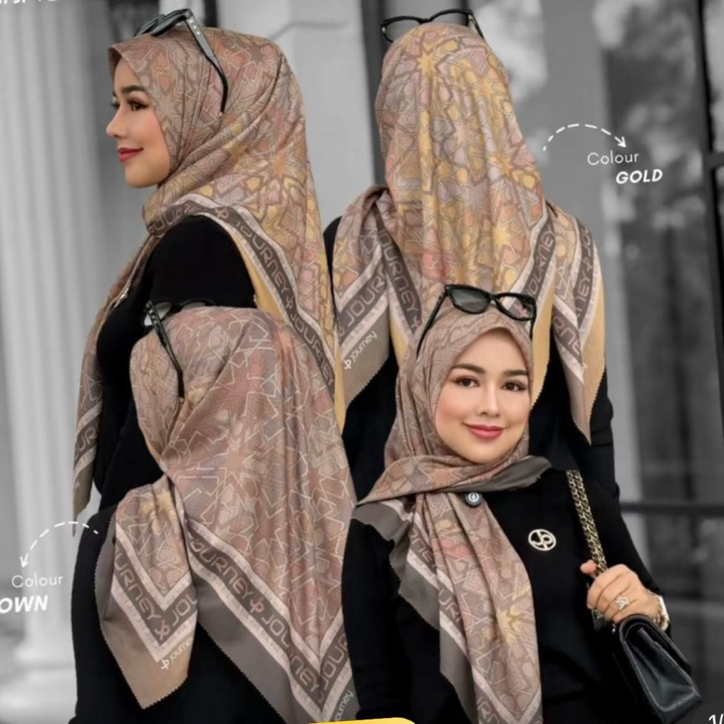 Journey Series Hijab Segi Empat Voal Motif Printing Lasercut Voal Motif Hijab Segi Empat