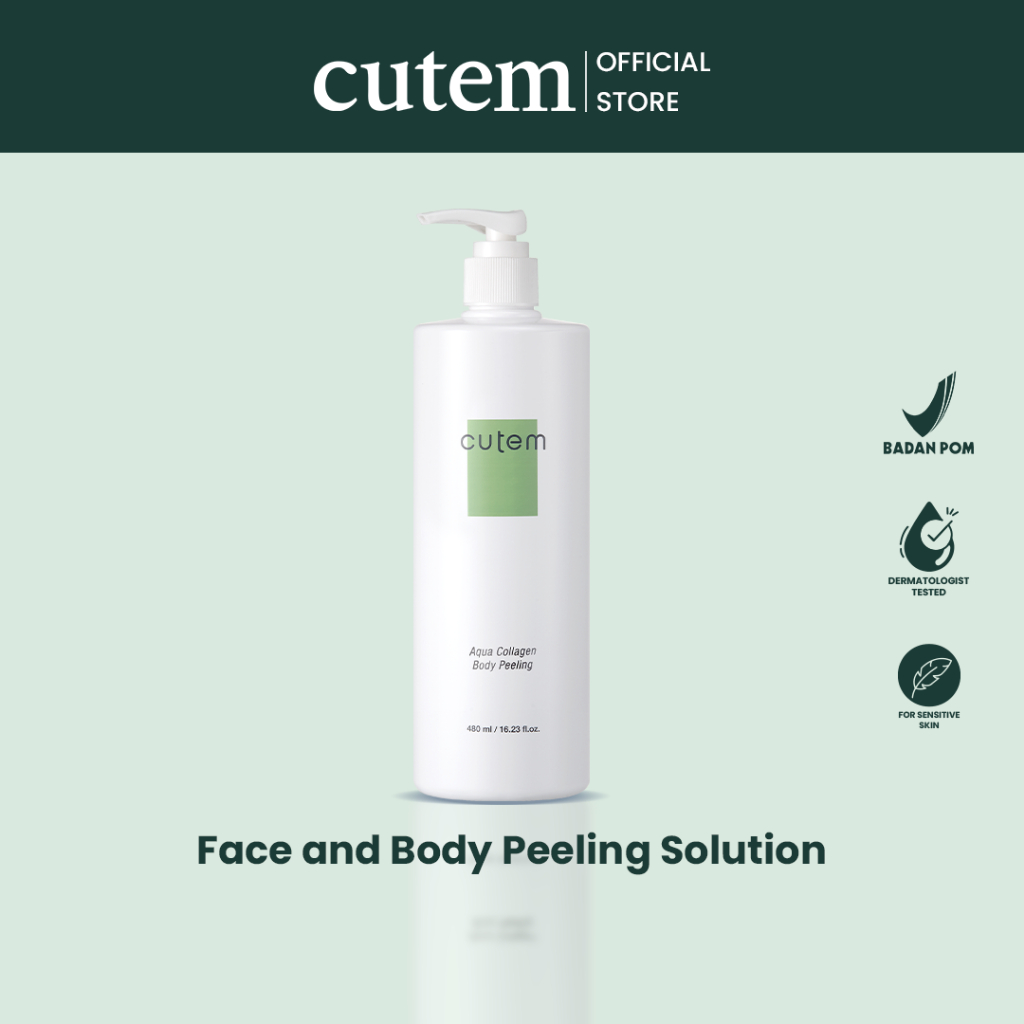 CUTEM Aqua Collagen Body Peeling (480ml) | Scrub Tubuh Untuk Pengelupasan Sel Kulit Mati Sehingga Me