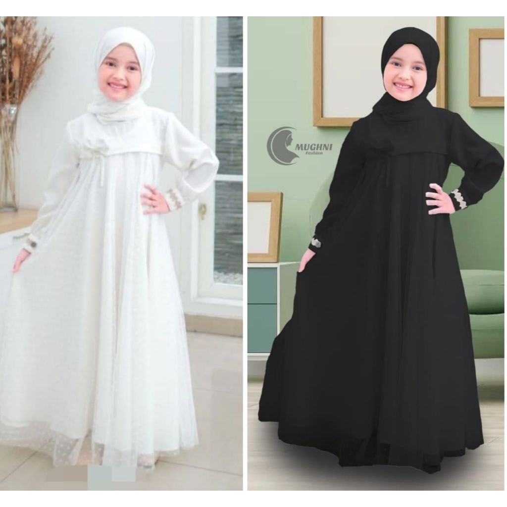 Usia 2-15Th 2026 Umur 9 10 Tahun Kid 7-14 Tahun Cewek Bset Khimar Tanggung Perempuan Dres Lbaran Baj