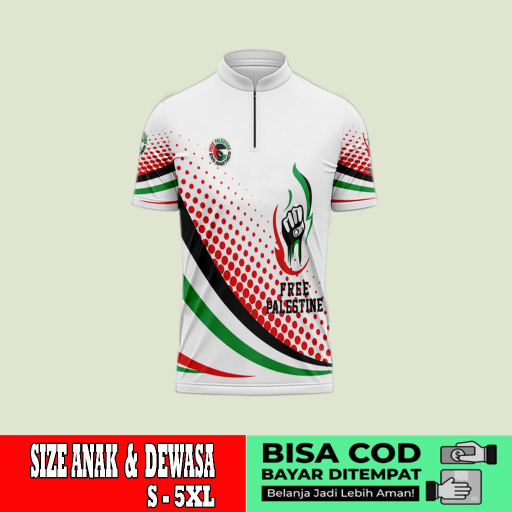 Baju Koko Pria Spesial Ramadhan Lengan Pendek Full Printing koko pendek fullprint motif palestina ar
