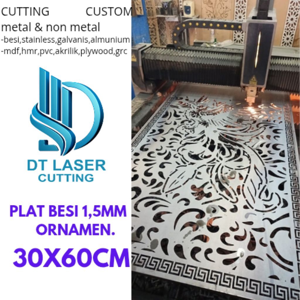 Laser Cutting Plat Besi 1.5mm 30x60cm