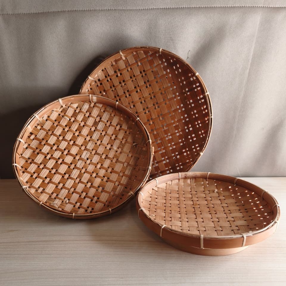 Piring Lalapan Bambu Bulat – Alas Saji Natural Eco Friendly