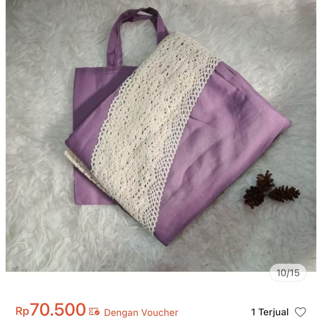 Mukena Renda Dewasa Bahan Katun - Ungu Muda