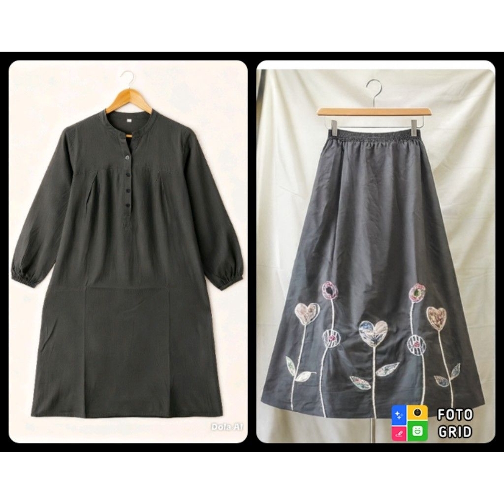 SET BLOUSE TUNIK & ROK KATUN BORDIR