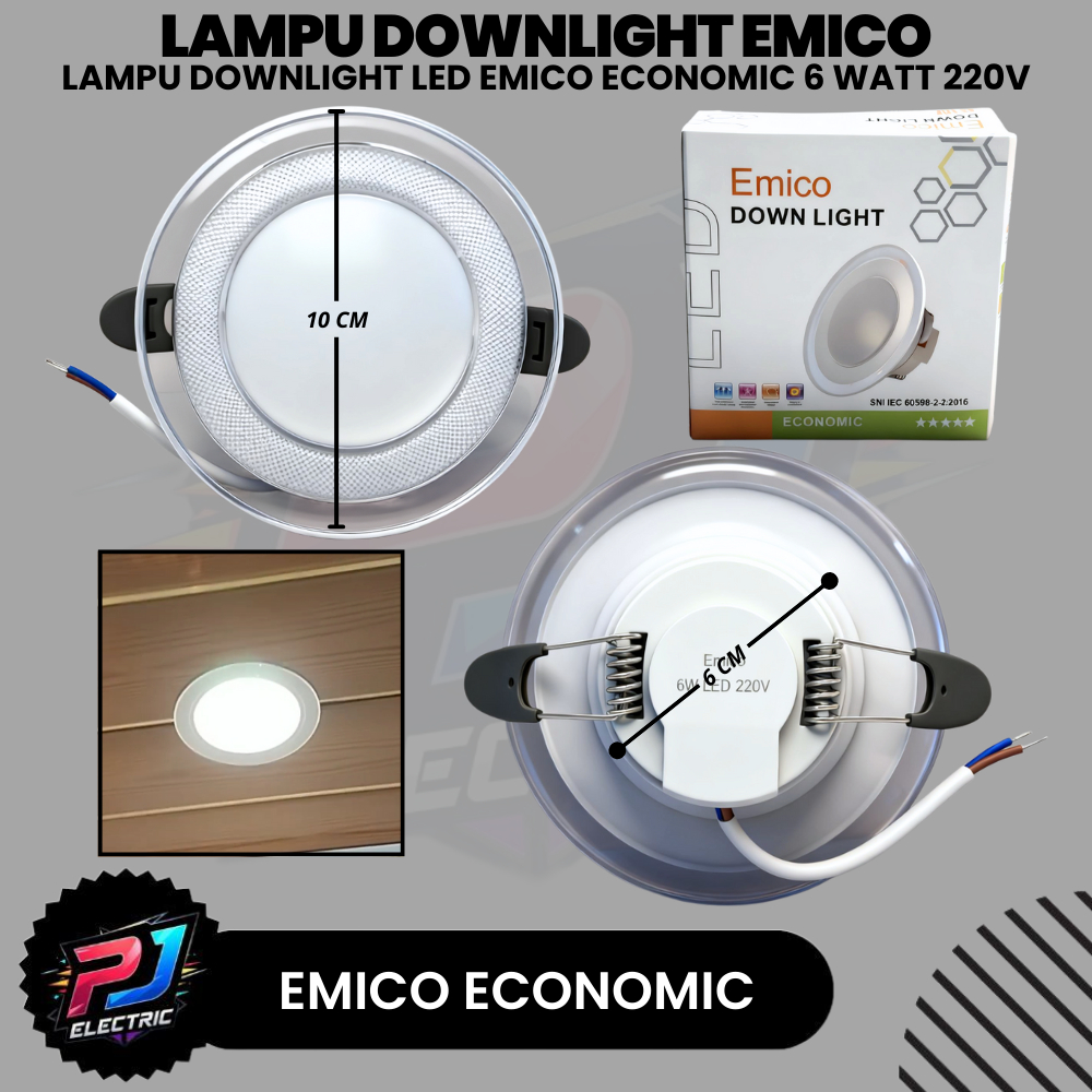 Emico Lampu LED Downlight 6W Cahaya 3 Warna Bulat IB / Lampu LED Panel Emico Economic 3 Warna Cahaya