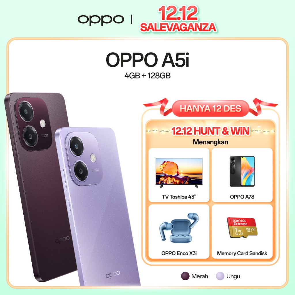 OPPO A5i 4GB+128GB [Military-Grade Shock Resistance, 5100mAh Battery, 45W SUPERVOOC Flash Charge]