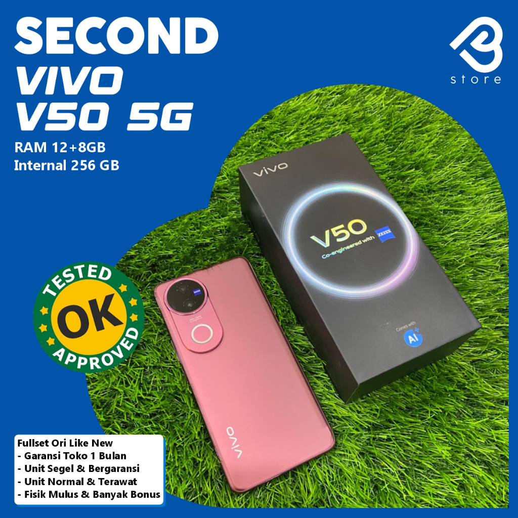 (Stok Terbatas) Second Vivo V50 5G / RAM 12+8 GB / Internal 256 GB