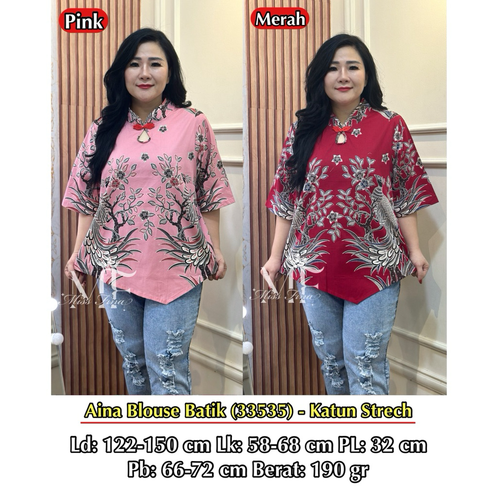FINA BIGSIZE - (BLOUSE AINA BATIK) ATASAN BATIK WANITA JUMBO BIGSIZE