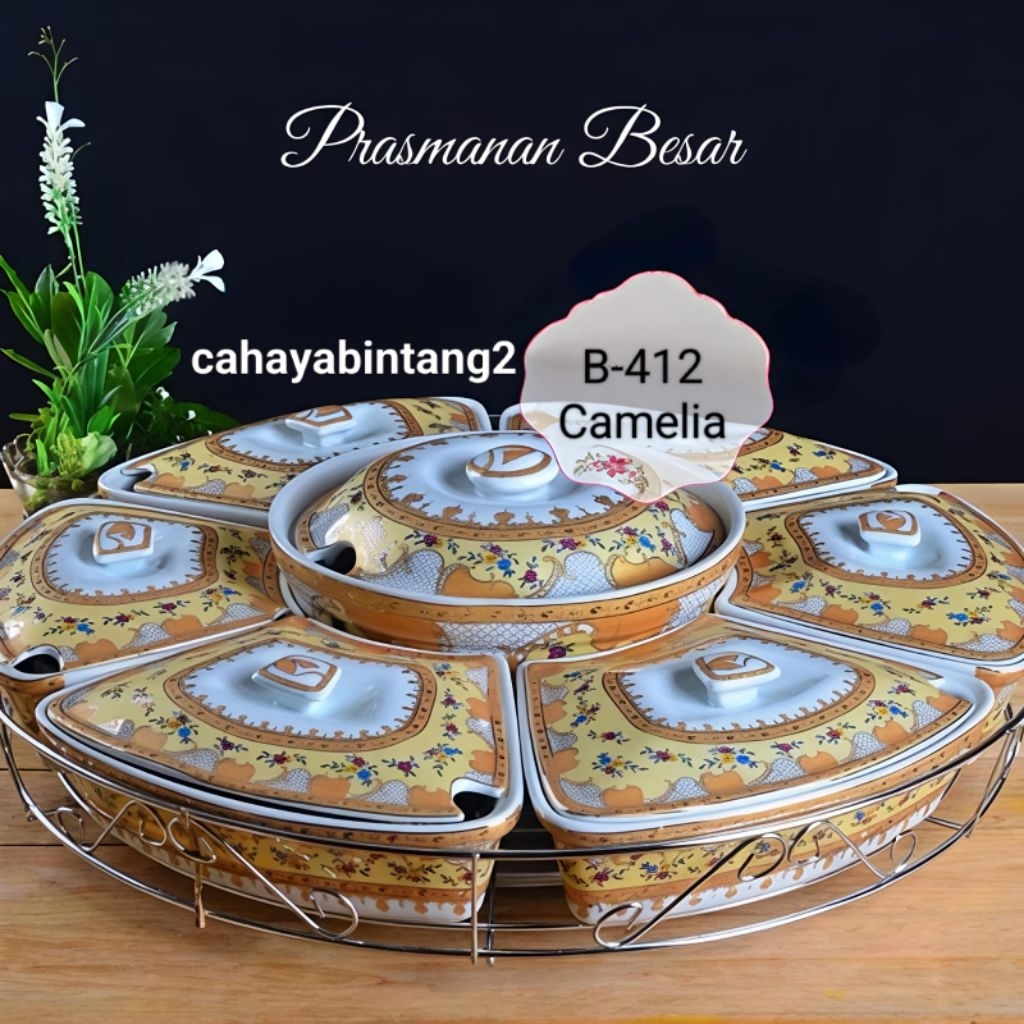 (Packing Kayu) Prasmanan Putar 19 Inch Keramik Vicenza 412 (Ukuran Jumbo)