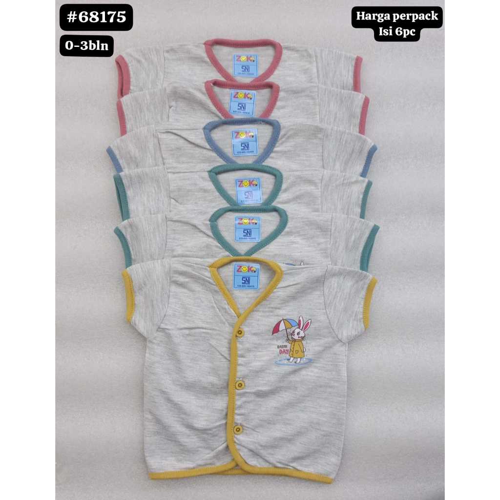 BAJU BAYI ZOKO 6PC 68175 / 68214 BAJU ATASAN BAYI BARU LAHIR LENGAN PENDEK