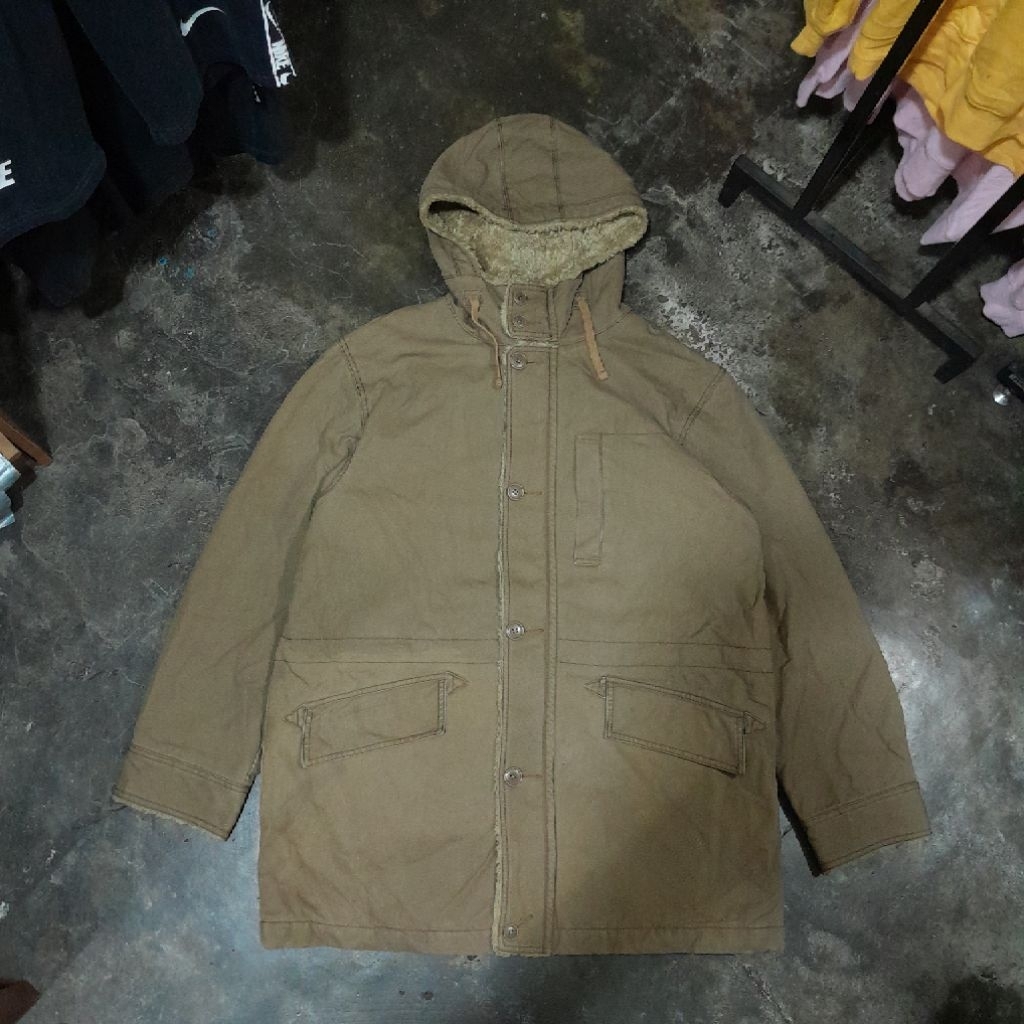 UNIQLO MILITARY CANVAS WORK PARKA JACKET CREAM