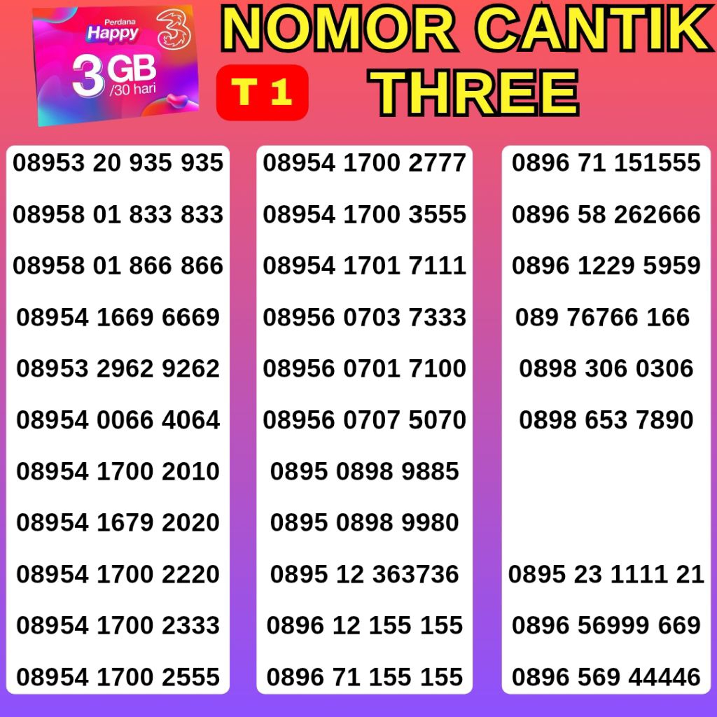 Termurah Nomor Super Cantik Kartu Perdana Three 4g 5G Indosat Nocan Indosat Super Kartu Perdana Thre