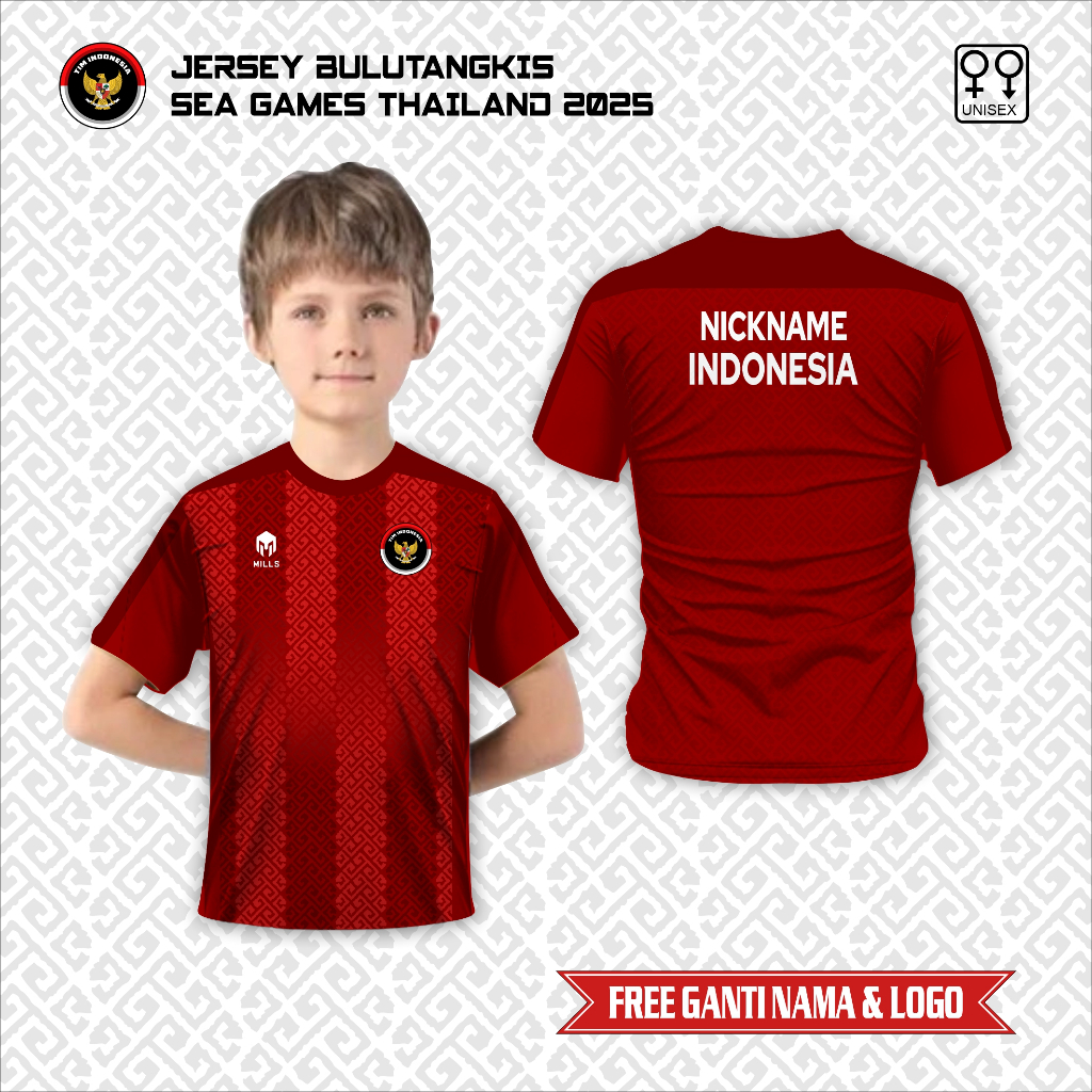 Jersey badminton timnas indonesia kaos anak sea games thailand  2025 baju bulu tangkis timnas indone
