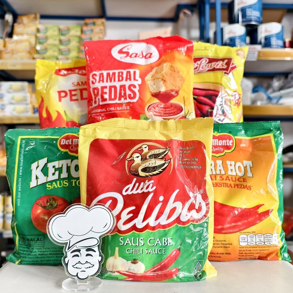 Saus Sachet Dua Belibis / Delmonte Sambal Sachet / Delmonte Tomat Sachet / Sasa Sambal Sachet / Mc L
