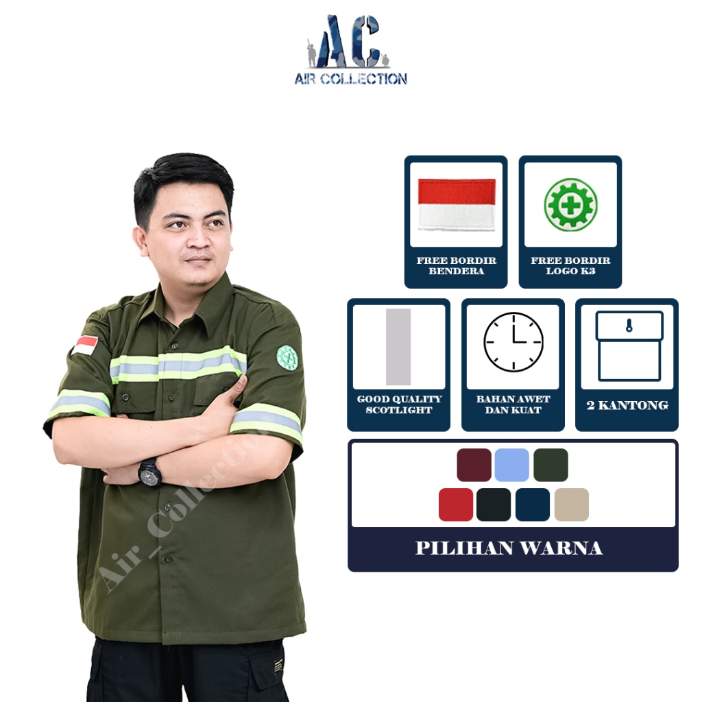 safety lengan pendek Kemeja Safety Lengan Pendek Wearpack untuk Seragam Kerja kemeja safety lengan p