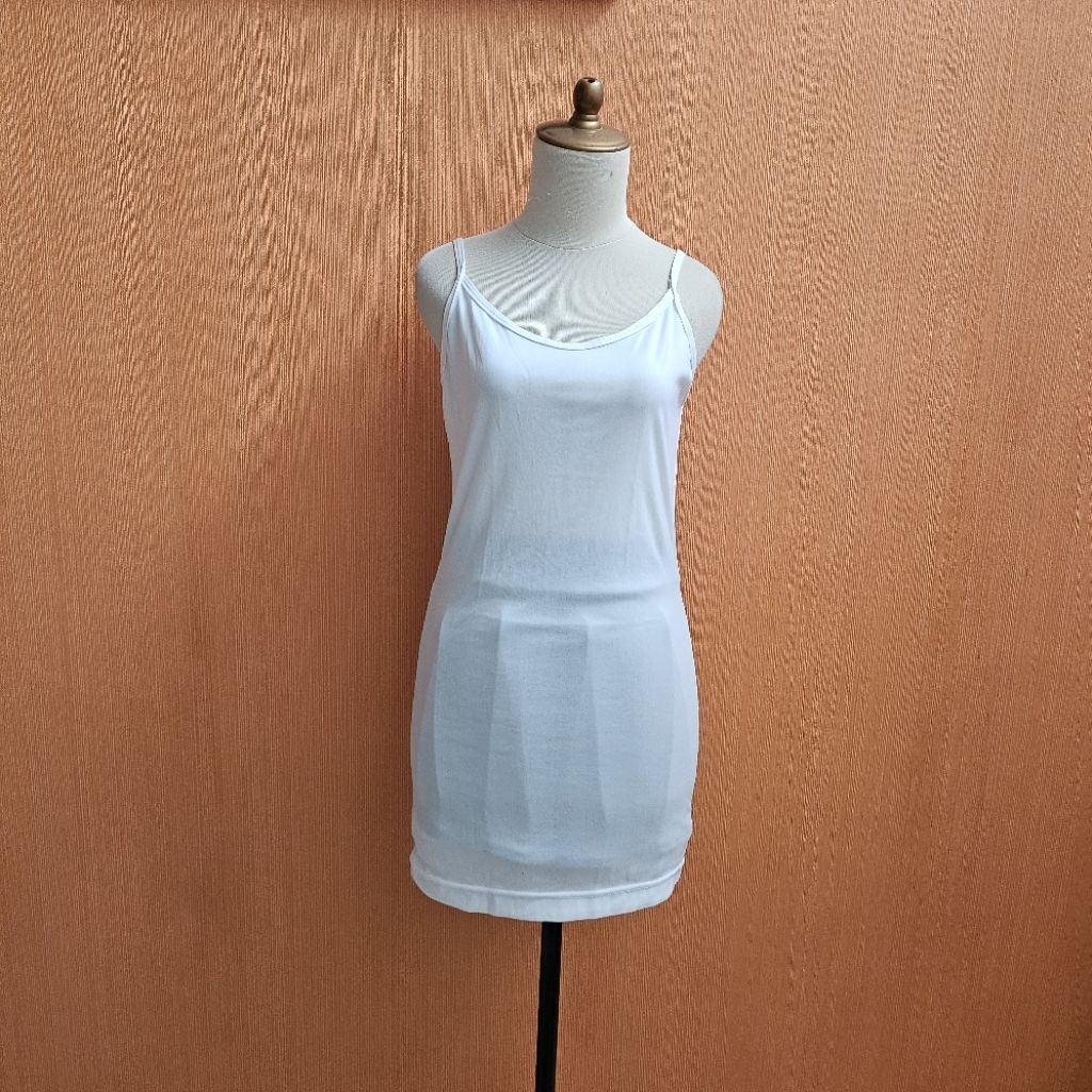 mini dress wanita putih M cewek inner tank santai dalaman
