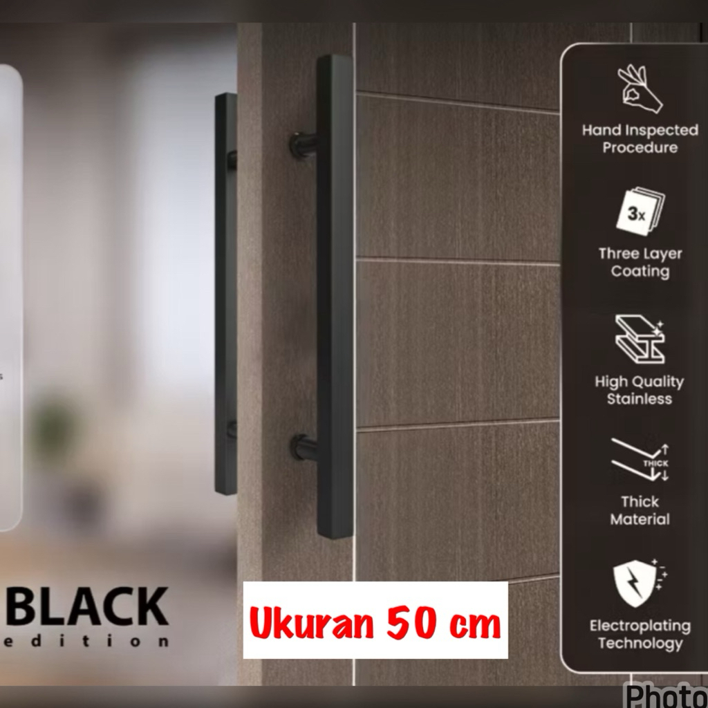 Pull handle pintu black doff50 cm sus 304/ PULL HANDLE PINTU KUPU KUPU TARUNG 50 CM BLACK Ehandle pi