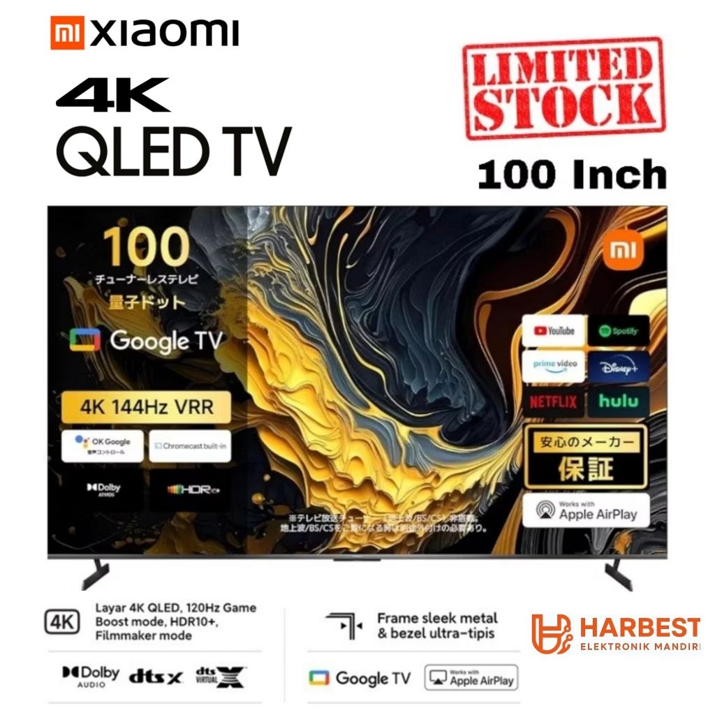 XIAOMI QLED 4K UHD Google TV 100 Inch  Xiaomi Smart Display Max 100 2025 Mi Smart TV 100 Inch 4K Goo
